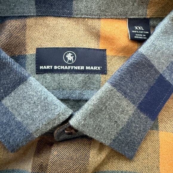 Hart Schaffner Marx Long Sleeve Plaid Sport Shirt XXL $150 Retail - Picture 4 of 9